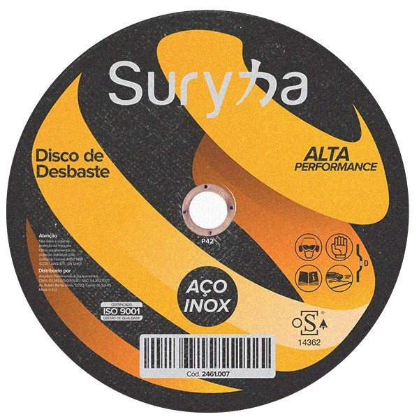 Disco de Desbaste 115 x 6,4 x 22,23 Suryha Inox