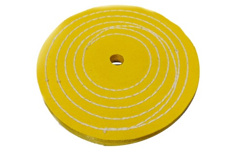 Roda Costurada de Tecido Amarela 150 X 12,5 Impregnada com Massa de Polir