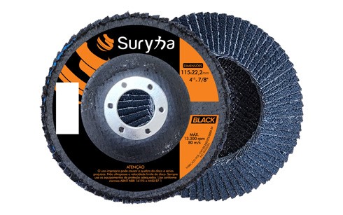 Disco Flap PFC 115mm Zircônio Grão 40 Fibra Black | Suryha