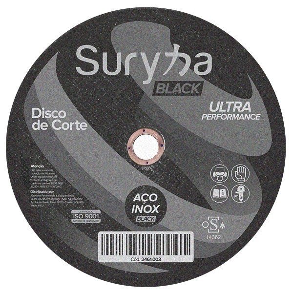 Disco de Corte 115 X 1.0 X 22 Inox/Aço Suryha Black